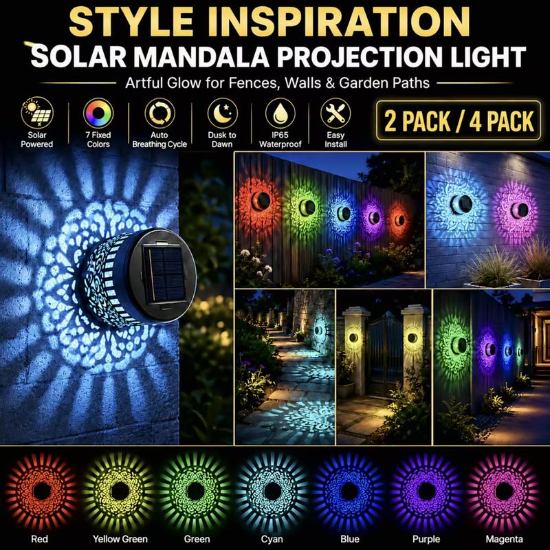 Solar Mandala Sunflower Wall Light – Outdoor Garden Landscape Decoration
