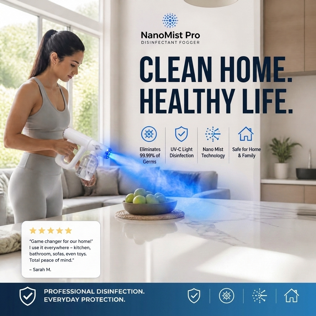 NanoMist Pro™ — Cordless Disinfectant Fogger Machine | Kills 99.9% of Germs Instantly