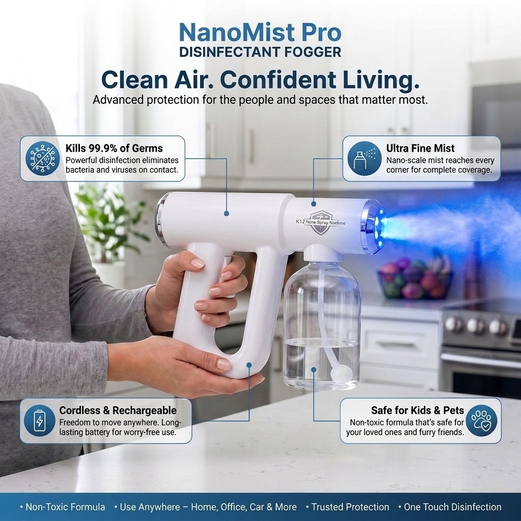 NanoMist Pro™ — Cordless Disinfectant Fogger Machine | Kills 99.9% of Germs Instantly
